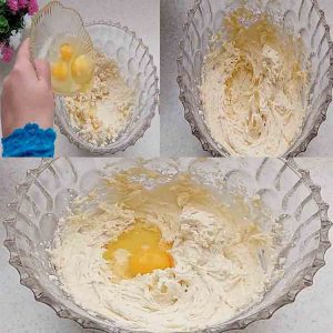 adding egg to flour