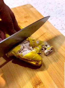 chop or cut chicken finely