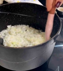 frying the onions