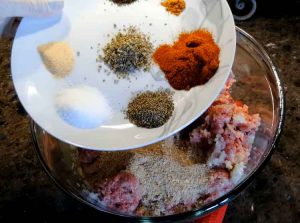 add spices to meat