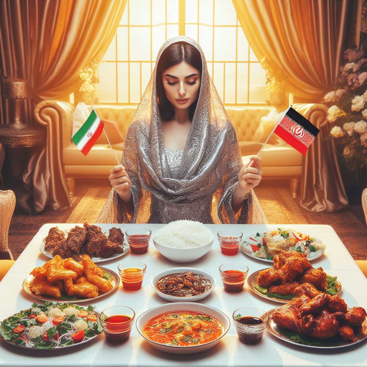 Afghan lady testing Iranian and Afghan dishes
