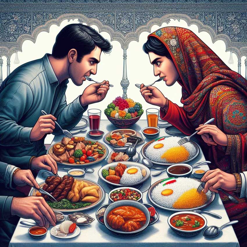 Eating with spoons and forks and with hands between Iranians and Afghans